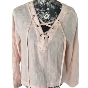 Cloth & Stone size  medium pink lightweight linen like loose long sleeve